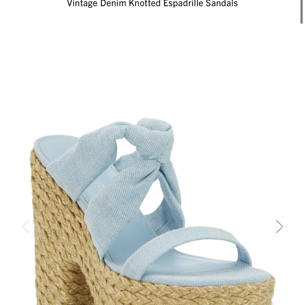 Stuart Weitzman Denim Knotted Espadrille Wedges